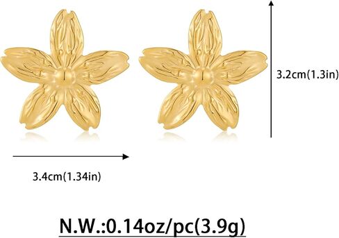 أقراط زهرة ذهبية للنساء - أقراط مسمار الفولاذ المقاوم للصدأ - هدية أنيقة عصرية لزوجتها صديقها المناسب لعيد عيد ميلاد عيد الأم عيد الحب in Kuwait