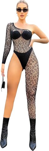 Womens Fishnet Bodystocking Mesh bodysuit One Piece Jumpsuit Sexy Exotic Lingerie Teddy Lingerie Nightwear in Kuwait