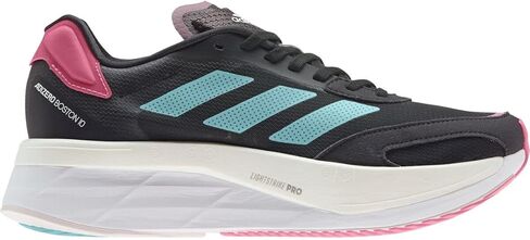 حذاء الجري adidas Adizero Boston 10 - للنساء أبيض FTW/أسود أساسي/أحمر شمسي، 10.5 in Kuwait