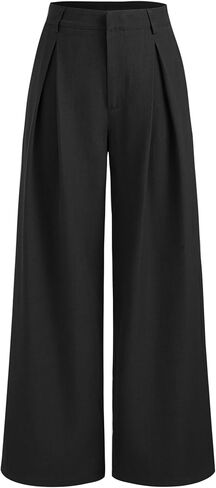 CIDER Wide Leg Pants Woman Straight Leg Trousers Casual Mid Waist Pants Office Work Pants with Pockets in Saudi Arabia