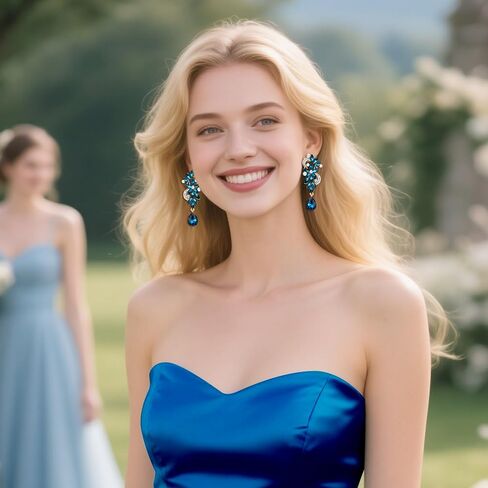 BriLove Women's Bohemian Boho Crystal Flower Wedding Bridal Chandelier Teardrop Bling Dangle Earrings in Saudi Arabia