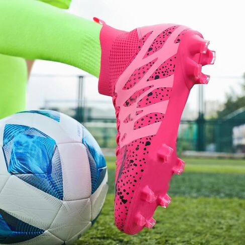 DHOVOR Womens Soccer Cleats Youth Football Cleats High-Top Athletics Football Trainers Outdoor and Indoor Soccer Shoes in Saudi Arabia