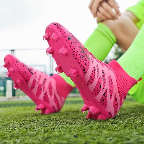 DHOVOR Womens Soccer Cleats Youth Football Cleats High-Top Athletics Football Trainers Outdoor and Indoor Soccer Shoes in Saudi Arabia