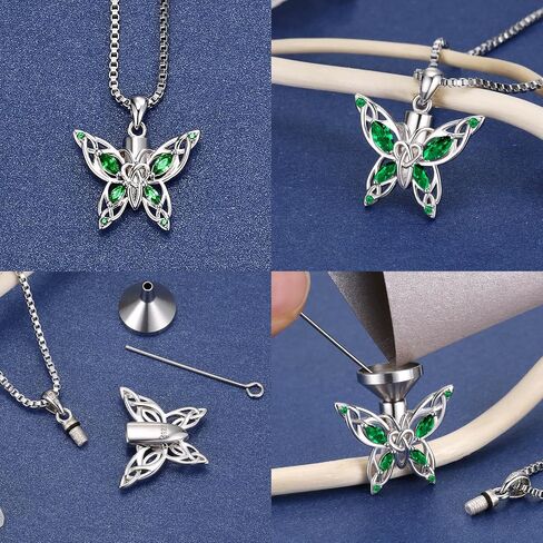 MANBU Butterfly Cremation Urn Necklace for Ashes: 925 Sterling Silver Memorial Pendant Jewelry Women Keepsake Bereavement Gift for A Loss of the Loved One in Saudi Arabia