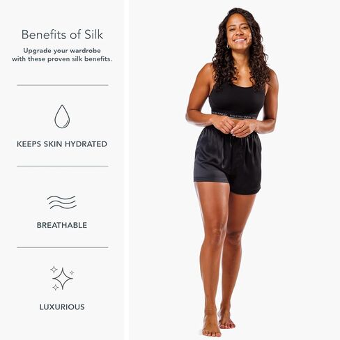 بوكسر نسائي من حرير التوت بنسبة 100% من Fishers Finery؛ ملابس نوم؛ شورت صالة in Kuwait
