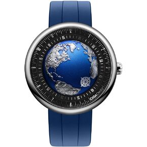 ساعة ميكانيكية أوتوماتيكية بتصميم CIGA سلسلة Blue Planet U مصنوعة من الفولاذ المقاوم للصدأ والتيتانيوم والسيراميك وكريستال الياقوت والمطاط الفلوري/السيراميك ساعات هدايا للرجال والنساء in Kuwait