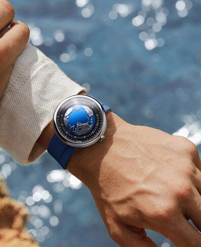 ساعة ميكانيكية أوتوماتيكية بتصميم CIGA سلسلة Blue Planet U مصنوعة من الفولاذ المقاوم للصدأ والتيتانيوم والسيراميك وكريستال الياقوت والمطاط الفلوري/السيراميك ساعات هدايا للرجال والنساء in Kuwait