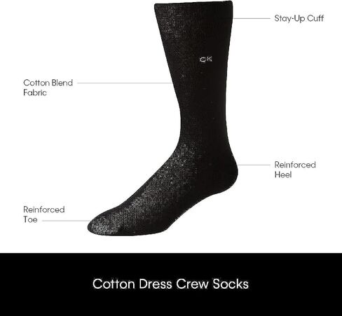 Calvin Klein Men's Combed Cotton Flat-Knit Crew Dress Socks (3-Pack) in Saudi Arabia