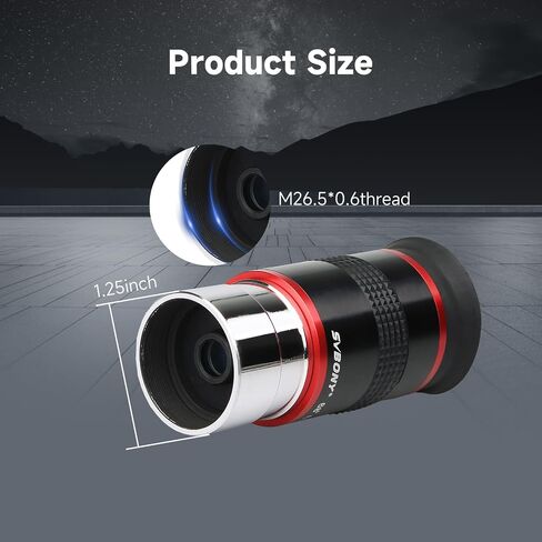 SVBONY Telescope Eyepiece, 68 Degree Ultra Wide Angle Eyepiece 6mm, High Definition Fully Coated Telescope Accessories for Planetary Observation in Saudi Arabia