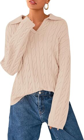 BTFBM Women's Oversized Sweaters Fall Fashion Clothes 2025 Trendy Knit Pullover Casual Long Sleeve V Neck Sweater Jumper Tops in Saudi Arabia