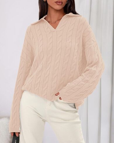 BTFBM Women's Oversized Sweaters Fall Fashion Clothes 2025 Trendy Knit Pullover Casual Long Sleeve V Neck Sweater Jumper Tops in Saudi Arabia