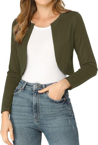 Allegra K Women's Curved Hem Crop Top Open Front Bolero Shrug in Kuwait