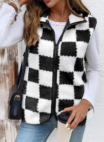 Shewin Womens Fleece Vest سترة بلا أكمام سترة خفيفة الوزن ملابس خارجية مع جيوب نسائية أزياء 2025 in Saudi Arabia