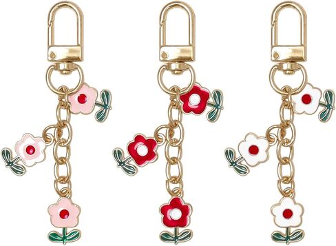 AGEN KGEN Cute Flower keychains for Women, Aesthetic Keychain Charms, Bag ＆ Purse Charms for Handbags ＆ Backpacks Accessories (Big & Mini Flower-6PCS) in Saudi Arabia