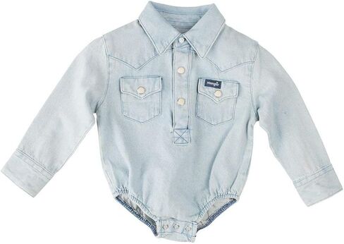 Wrangler Baby Boys' Western Long Sleeve Denim Bodysuit in Saudi Arabia