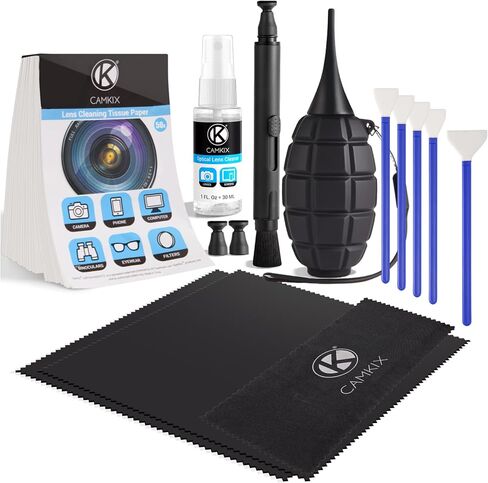 Professional Camera Cleaning Kit for DSLR Cameras (Canon, Nikon, Pentax, Sony) Including 1 Double Sided Lens Cleaning Pen / 1 Bottle of Optical Lens Cleaning Fluid / 1 Booklet of 50 Sheet in Kuwait