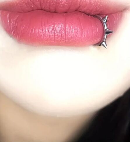 MODRSA Silver Fake Lip Piercing Fake Lip Ring Cuffs Clip on Faux Snake Bites Hoops non Piercings Jewelry Silver Black for Halloween Jewelry Spike Clip Double Hoop in Saudi Arabia