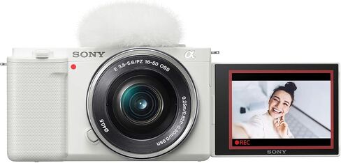Sony ZV-E10 Mirrorless Alpha APS-C Vlog Camera Body and 18-105mm F4 E PZ G OSS Power Zoom G Lens SELP18105G ILCZV-E10/W White Bundle with Deco Gear Case, Extra Battery, Photo Video Accessories Kit in Saudi Arabia