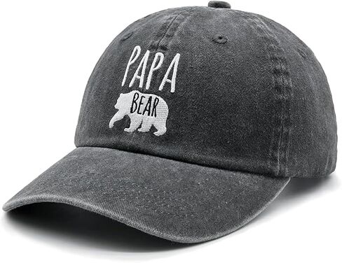 Waldeal Men's Papa Bear Embroidered Washed Denim Adjustable Baseball Cap Dad Hat in Saudi Arabia