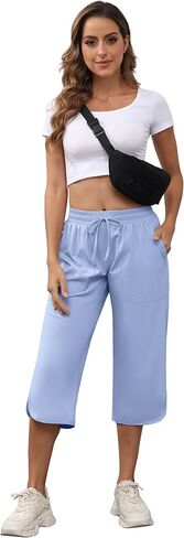 YuKaiChen Women's Capris Wide Leg Lightweight Quick Dry Pants Hiking Outdoor Athletic in Kuwait