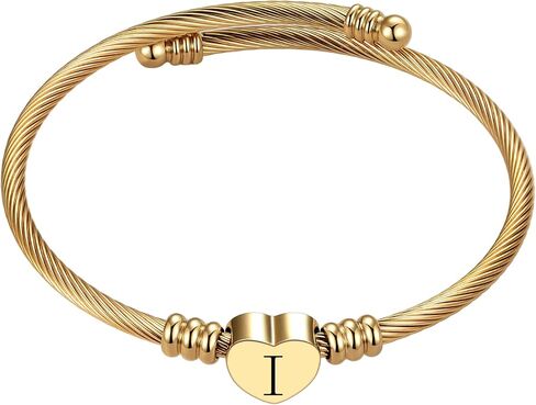 LSxAB Gold A-Z Letter Bangle Initial Bracelet Women for Women Family Christmas Name Love Gifts for Girls Sister Mom Aunt Daughter Auntie Cousin Grandma Bday Alphabet Birthday Anniversary in Kuwait