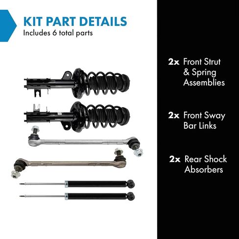 TRQ Front and Rear Suspension Kit Complete Strut & Coil Spring Assembly Shock Absorber Sway Bar Stabilizer Link Compatible with 2013-2016 Dodge Dart in Saudi Arabia