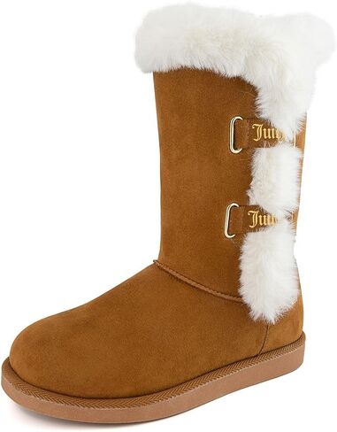 Juicy Couture Women's Slip On Winter Snow Boots Warm & Insulated Fur Lining Comfortable Fashion Booties-Koded-Black-11 in Saudi Arabia