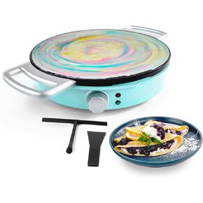 Nostalgia 12-Inch Spinning Crepe Maker for Pancake Breakfast Art with Non-Stick Cooking Griddle, Spatula and Batter Spreader Included in Saudi Arabia