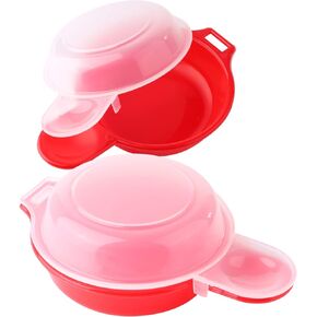 2 sets Microwave Egg Cooker,1 Minute Fast Egg Hamburg Omelet Maker Kitchen Cooking Tool(Red and clear)