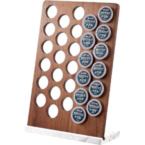 Coffee Pod Holder K Cup Organizer Acacia Wood with White Marble Base Large Big Capacity Design Counter Decoration