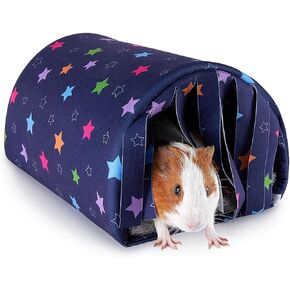 Guinea Pig Hideout Washable Guinea Pig Tunnel with Curtains Hamster Hideout Cozy Guinea Pig House Fit for Guinea Pig Cages Soft Guinea Pig Accessories for Small Animals Hamster/Chinchilla/Bunny