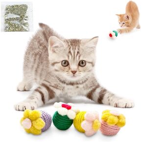 Cat Toys Balls Include Catnip, Catnip Toys for Cats, Interactive Kitten Toys Chasing Cat Balls Playful, Cat Nip Cat Toys, Cat Toys for Indoor Cats, Increase Your Interaction with Cats（4PCS） in Kuwait