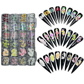 Set 100Pcs Handmade 3D Acrylic Flowers For Nails Art Decor Set, White 3D Flowers For Nails, Acrylic Flower Nail Art Diverse Collection in One Box for Nail Designs For Women (White 100PCs)