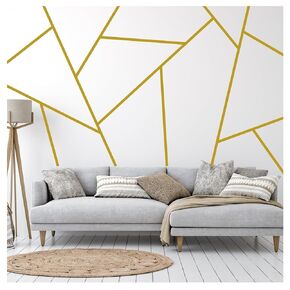 Stripes Wall Decal - Art Deco Wall Decor - Geometric Line Wall Accents for Bedroom - Peel & Stick, Removable Stickers for Walls - Set of 20 Stickers - Gold Metallic