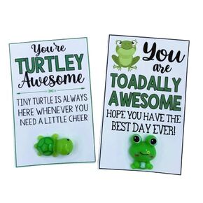 You are TOADALLY AWESOME & You are TURTLEY AWESOME - set of 2 adorable miniature charm gift bags