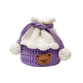 ZIUGLIKAL Cute Crochet Purse Mini Storage Bag Coin Purse Drawstring Pouch Earbud Protector Handmade Gifts For The Ladies For The Girls
