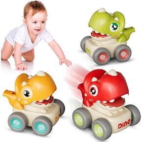 MOONTOY Press and Go Cars for Toddlers 1-3, 3PCS Animal Car Baby Toys No Batteries Required, Car Toys for 1 Year Old Boys Great Birthday Gifts, for Baby Boys 12-18 Months