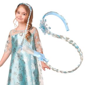 2PCS Elsa Hair,Rapunzel Hair,Long Braided Wigs Princess Hairpiece Rapunzel Wig Elsa Braid Girls Cosplay Headband Hair Dress up Accessories for Girls