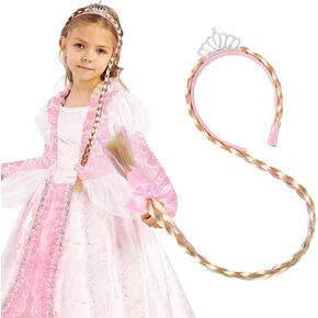 2PCS Elsa Hair,Rapunzel Hair,Long Braided Wigs Princess Hairpiece Rapunzel Wig Elsa Braid Girls Cosplay Headband Hair Dress up Accessories for Girls