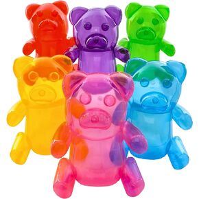 6 Pack Inflatable Gummy Bears Huge 24" - Great for Party Decorations, Unique Blow Up Pool Toys for Kids, Candyland Themed Birthday Party Decorations Supplies by 4E's Novelty