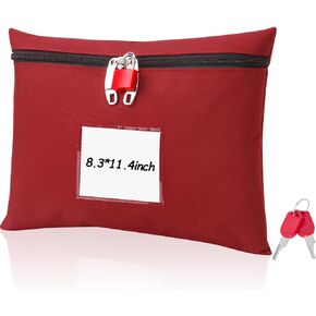 Cash Bag with Lock and 2 Keys Money Bag For Cash With Lock 11.4 * 8.3inch Money Bank Deposit Bag Money Bank Deposit Bag With Zipper Canvas Documents Bag For Bank Deposits Business Personal (Black)