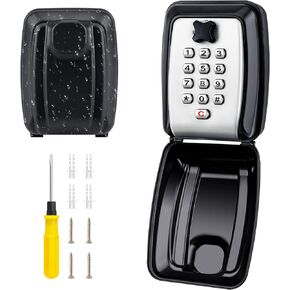 Key Lock Box for Outside, Key Safe Wall Mounted Outdoor Waterproof Extra Large Key Box 12-Digit Combination Key Storage Box with Weatherproof Cover for Home Garage School Office
