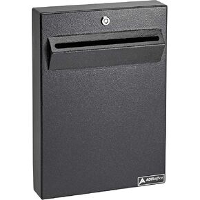 AdirOffice Wall Mount Drop Box - Heavy Duty Secured Storage with Lock - for Commercial Home Office or Business Use (Black)