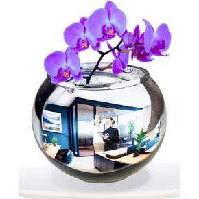 Skywin Convex Mirror Vase Silver Cubicle Decorations - 4.5 Inch Multipurpose Desk Mirror to See Behind You - Aesthetic Office Cubicle Accessories, Office Decor Organizer