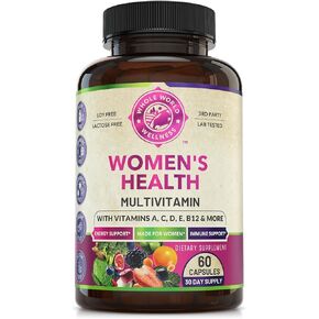 Womens Daily Multivitamins & Multimineral Supplement for Energy, Mood, Focus, Hair, Skin & Nails. Multivitamin for Women A, C, D, E, B12, Zinc, Calcium & More. Womens Vitamins 60 Capsules