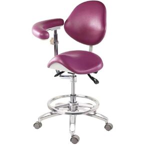 Dental Deluxe Mobile Saddle Chair PU Leather Assistant Doctor Stools Black