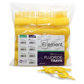Disposable Dual Arch Dental Fluoride Foam Trays - Dental Fluorinated Foam Tray with Flexible, Nonslip, Strong Fit (100 Trays, Small - Yellow)