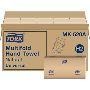 Tork Multifold Hand Towel Natural H2, Universal, 100% Recycled Fibers, 16 x 250 Sheets, MK520A