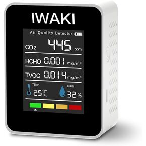 جهاز مراقبة جودة الهواء 5 في 1، جهاز مراقبة جودة الهواء الداخلي المحمول، جهاز اختبار جودة الهواء CO2 TVOC HCHO، درجة حرارة الرطوبة للمنزل والمكتب والمنزل والمطبخ والمطاعم والفنادق باللون الأبيض in Kuwait