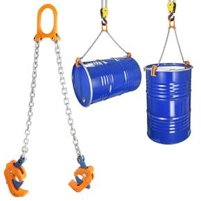 Chain Drum Lifter 2000lbs/1T Oil Barrel Clamp Material Transport Tool with G80 Lifting Chain Drum Lifter Chain for 55 Gallon Drums